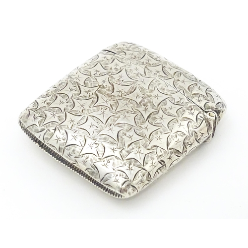 368 - A large silver vesta case with engraved foliate decoration hallmarked Birmingham 1896. Maker John Ed... 