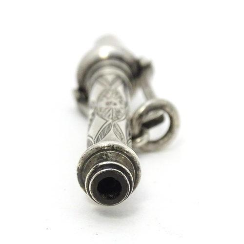 369 - A white metal combination whistle / pencil. Approx. 2 1/2