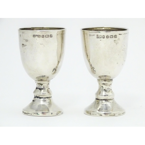 379 - A pair of silver miniature goblets / trophy cups hallmarked Birmingham 1932 maker Deykin & Harrison.... 