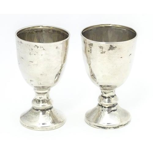 379 - A pair of silver miniature goblets / trophy cups hallmarked Birmingham 1932 maker Deykin & Harrison.... 