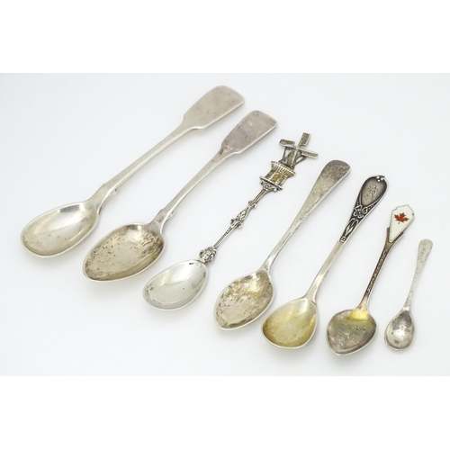 396 - Assorted spoons to include a Victorian Irish Fiddle pattern spoon hallmarked Dublin 1865, maker Fran... 