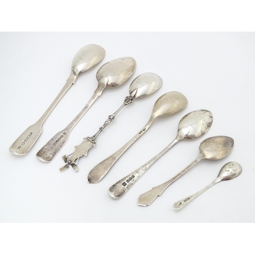 396 - Assorted spoons to include a Victorian Irish Fiddle pattern spoon hallmarked Dublin 1865, maker Fran... 