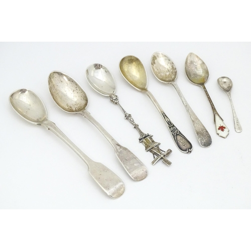 396 - Assorted spoons to include a Victorian Irish Fiddle pattern spoon hallmarked Dublin 1865, maker Fran... 