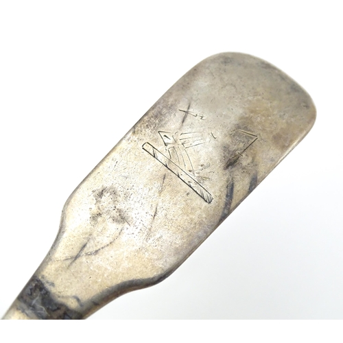 401 - An Irish Geo III silver fiddle pattern spoon Hallmarked Dublin 1808 maker William Ward and stamped W... 