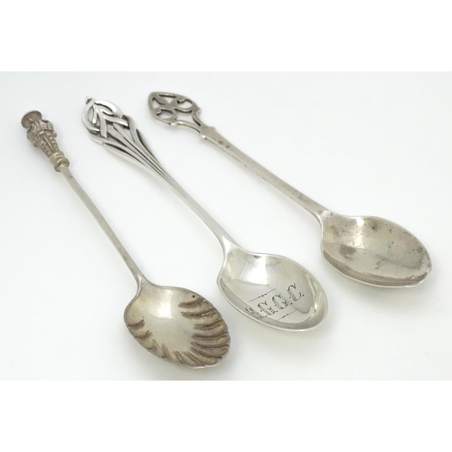 414 - Three various silver teaspoons to include one hallmarked Sheffield 1923 maker Joseph Rodgers & Sons,... 