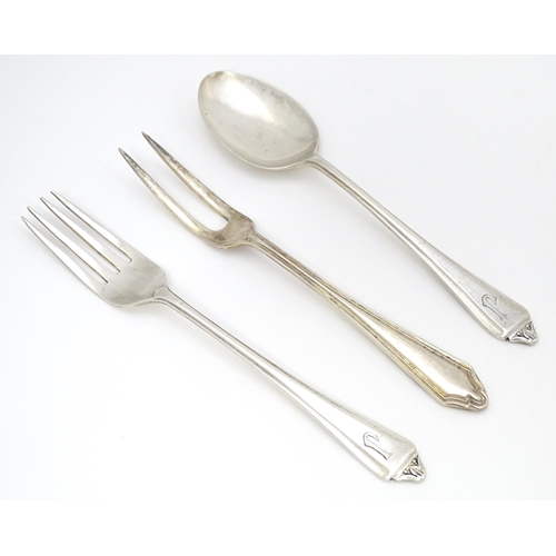 419 - A silver Christening spoon and fork hallmarked Sheffield 1953 maker A E Poston & Co Ltd. Together wi... 