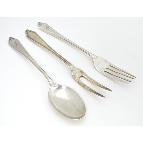 419 - A silver Christening spoon and fork hallmarked Sheffield 1953 maker A E Poston & Co Ltd. Together wi... 