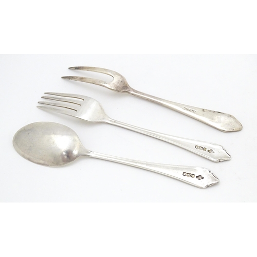 419 - A silver Christening spoon and fork hallmarked Sheffield 1953 maker A E Poston & Co Ltd. Together wi... 