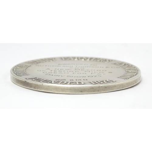 421 - Farming interest : A silver medallion for the ' British farmers' Association' Dairy Show 1923. ' Awa... 