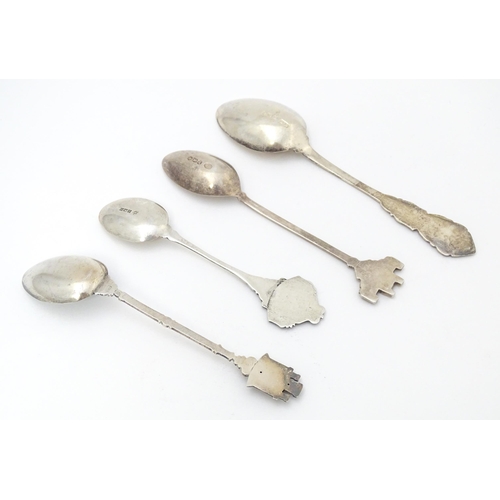 429 - Four various souvenir / commemorative spoons to include a .800 silver example with enamelled image t... 