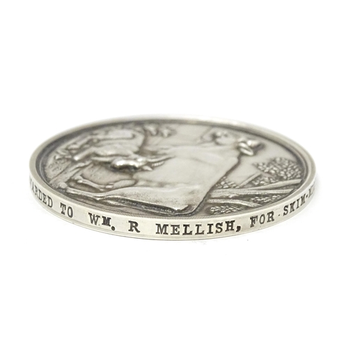 437 - Farming interest : A silver medallion for the ' British farmers' Association' Dairy Show 1906 Awarde... 