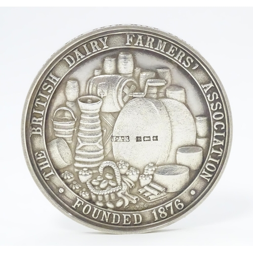 437 - Farming interest : A silver medallion for the ' British farmers' Association' Dairy Show 1906 Awarde... 