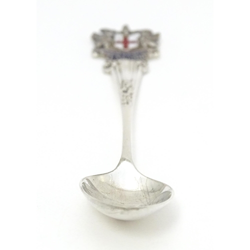 482 - A silver spoon with enamel crest to handle, hallmarked Sheffield 1907, J & J Maxfield Ltd Approx. 5