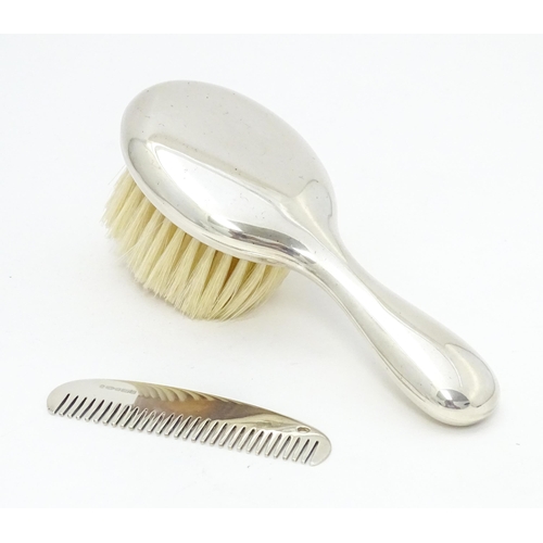 490 - A silver mounted brush and comb Christening set, hallmarked Sheffield 2010, maker Carrs of Sheffield... 