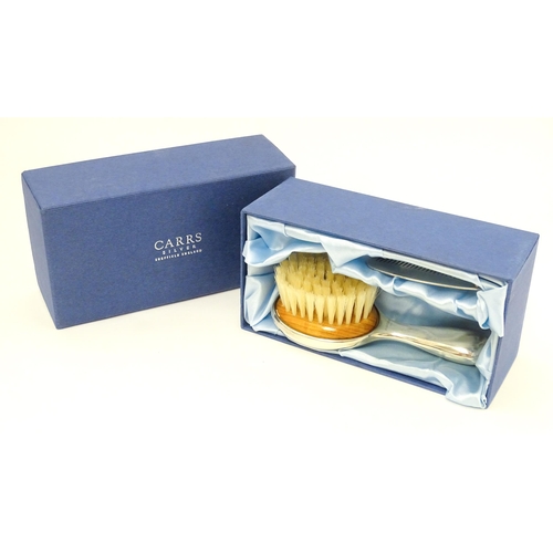 490 - A silver mounted brush and comb Christening set, hallmarked Sheffield 2010, maker Carrs of Sheffield... 