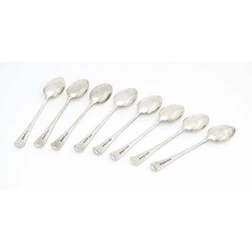 542 - A set of eight silver teaspoons with engraved foliate detail, hallmarked Birmingham 1913, maker Jose... 