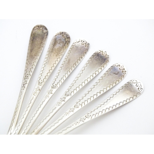 544 - A set of six silver teaspoons and sugar tongs en suite hallmarked Sheffield 1910, maker James Dixon ... 