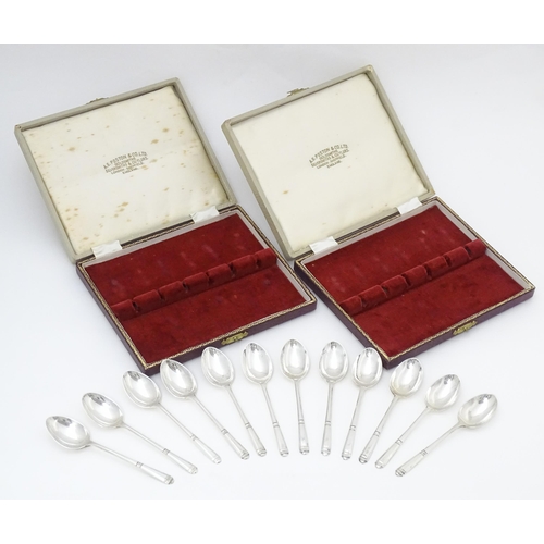 551 - Two cased sets of six silver teaspoons hallmarked Sheffield 1959, maker A. E. Poston & Co. Ltd. Spoo... 