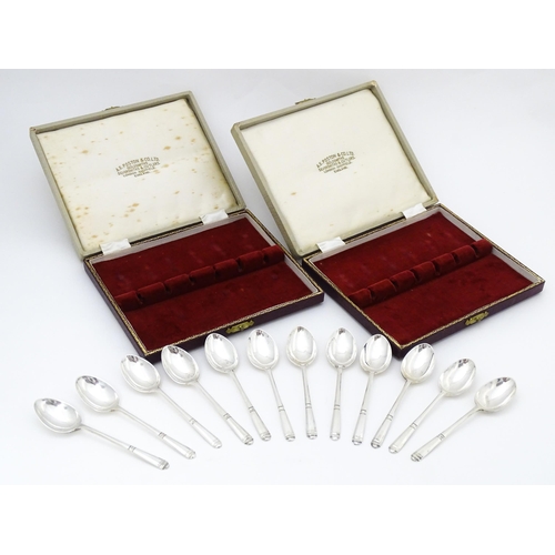 551 - Two cased sets of six silver teaspoons hallmarked Sheffield 1959, maker A. E. Poston & Co. Ltd. Spoo... 