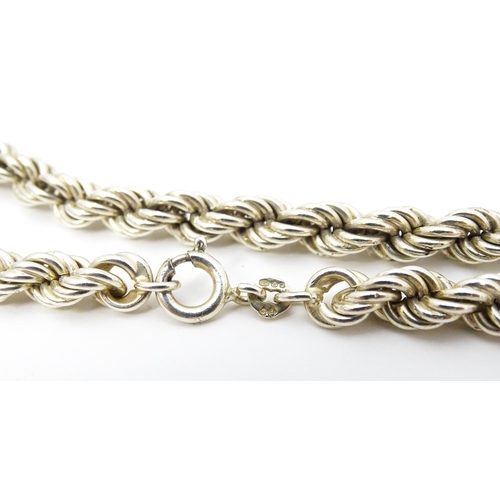 677 - A silver necklace of rope twist form. Approx 28