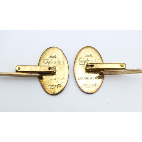 749 - A pair of 9ct gold cufflinks hallmarked Birmingham 1967 maker Henry Griffith & Sons Ltd and titled '... 