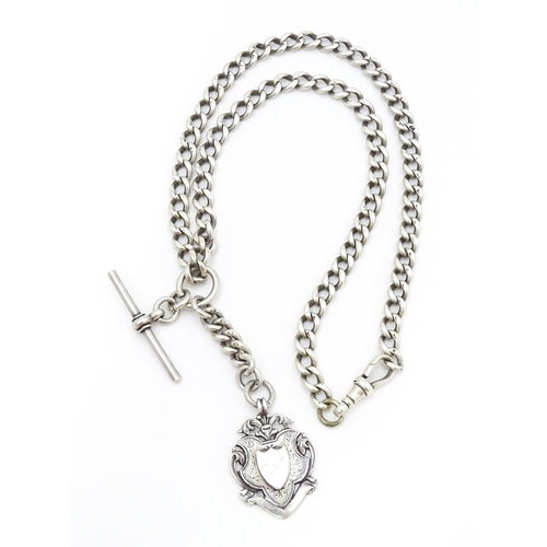 772 - A silver Albert watch chain with T-bar and fob hallmarked Birmingham 1902. Fob approx. 1 1/2