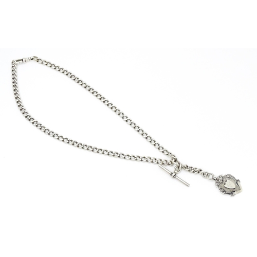 772 - A silver Albert watch chain with T-bar and fob hallmarked Birmingham 1902. Fob approx. 1 1/2