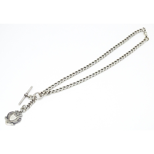 772 - A silver Albert watch chain with T-bar and fob hallmarked Birmingham 1902. Fob approx. 1 1/2