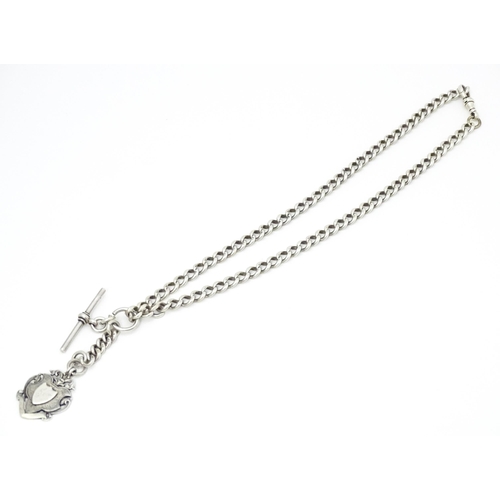 772 - A silver Albert watch chain with T-bar and fob hallmarked Birmingham 1902. Fob approx. 1 1/2