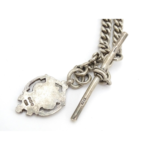 773 - A silver Albert watch chain, with a silver fob hallmarked 1912. Fob approx. 1