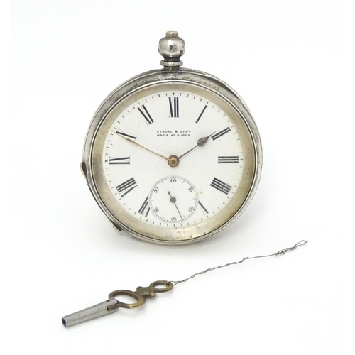 777 - A Continental .935 silver cased pocket watch with white enamel dial having Roman numerals and second... 