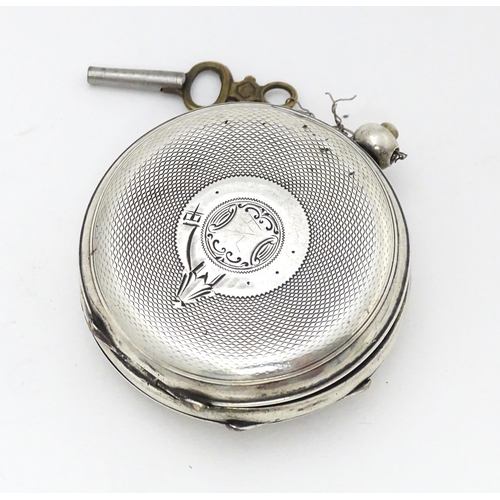 777 - A Continental .935 silver cased pocket watch with white enamel dial having Roman numerals and second... 