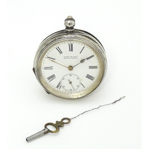 777 - A Continental .935 silver cased pocket watch with white enamel dial having Roman numerals and second... 