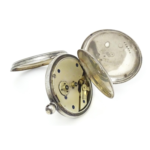 777 - A Continental .935 silver cased pocket watch with white enamel dial having Roman numerals and second... 