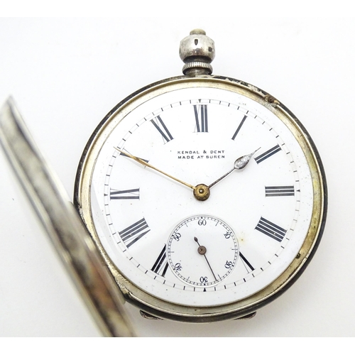 777 - A Continental .935 silver cased pocket watch with white enamel dial having Roman numerals and second... 