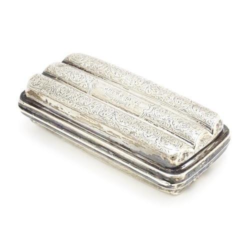 466 - A Victorian silver cigar case with engraved acanthus scroll decoration hallmarked Birmingham 1890, m... 