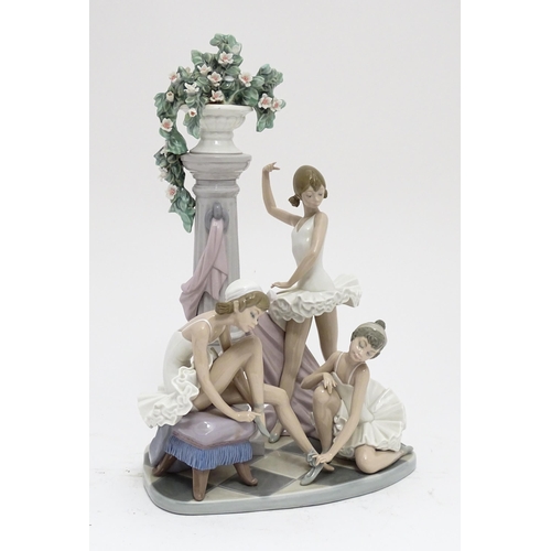 100 - A Lladro figural group Ballet Trio, model no. 5235, depicting three ballet dancers, column and urn o... 