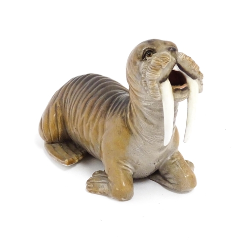 222 - A Continental ceramic model of a walrus. Approx. 7