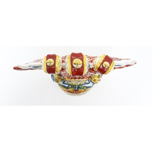 99 - An unusual late 20thC vessel modelled as the coat of arms of the Tsardom of Russia - the twin headed... 