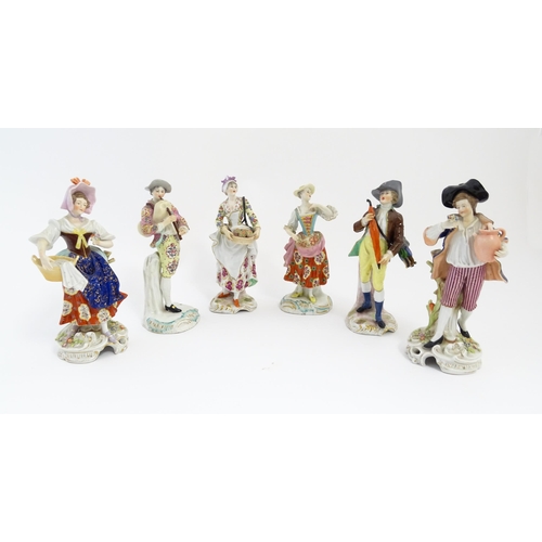 189 - Six assorted 19thC and later figures to include a pair of Samson figures comprising washerwoman with... 