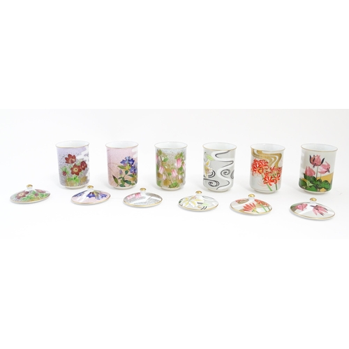 206 - Assorted ceramics to include a pair of Copeland Spode saucers, six Japanese pot and covers, a twin h... 