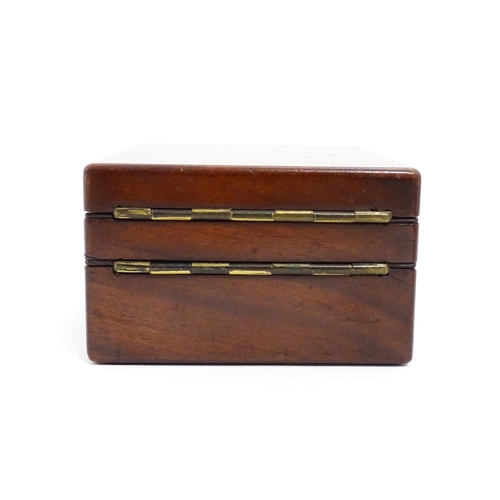 1102 - A 19thC three tier mahogany travelling pocket watch case. Approx. 2 1/4