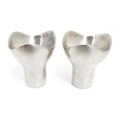 1105 - A pair of Danish Georg Jensen short candlesticks from the Boom series, designed by Helle Damkjaer. M... 