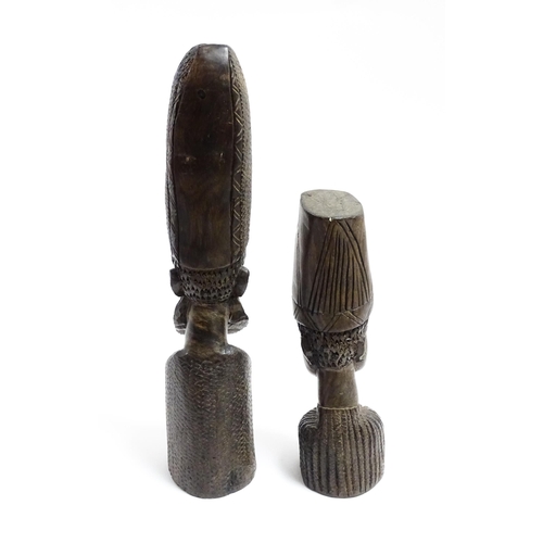 1126 - Ethnographic / Native / Tribal: Two African carved hardwood figures / busts. Largest approx. 13