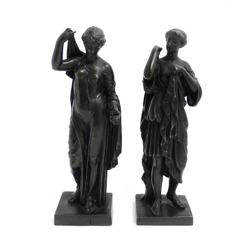 1027 - Two 20thC cast Classical maidens, one modelled as Diane de Gabies, the other as Venus Genetrix. Appr... 