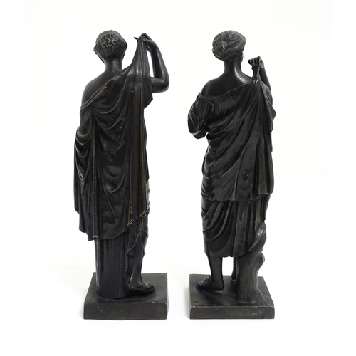 1027 - Two 20thC cast Classical maidens, one modelled as Diane de Gabies, the other as Venus Genetrix. Appr... 