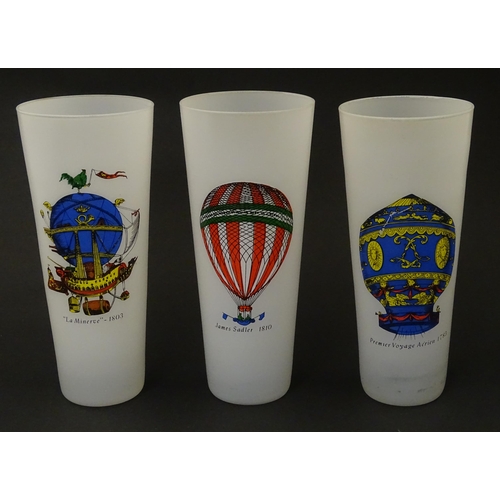 237 - Three drinking glasses decorated with hot air balloons commemorating various early balloon flights. ... 