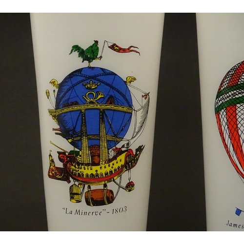 237 - Three drinking glasses decorated with hot air balloons commemorating various early balloon flights. ... 