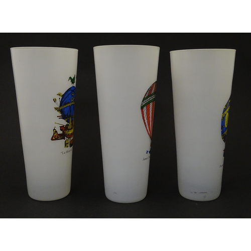 237 - Three drinking glasses decorated with hot air balloons commemorating various early balloon flights. ... 