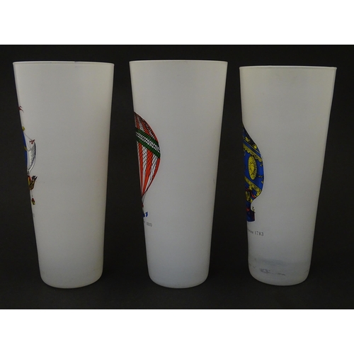 237 - Three drinking glasses decorated with hot air balloons commemorating various early balloon flights. ... 